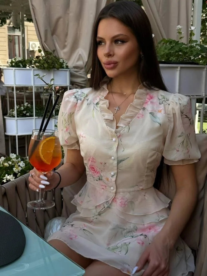 Floral two piece set, lightweight fabric, perfect for summer outings