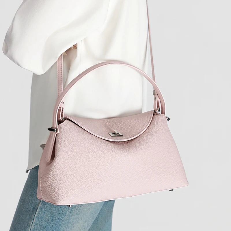 Pink vegan leather handbag for stylish everyday use