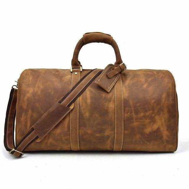 VacationGrabs leather duffel bag, stylish carryon luggage bags for travel with adjustable strap