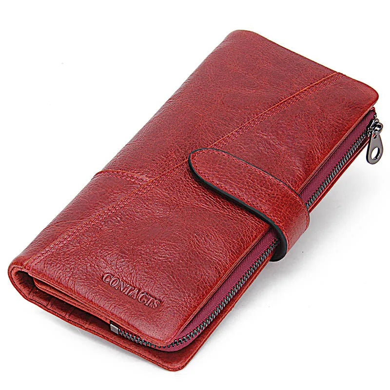 Red leather wallet men’s for everyday use and organization
