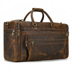 Brown leather weekend bag, ideal for travel and getaways