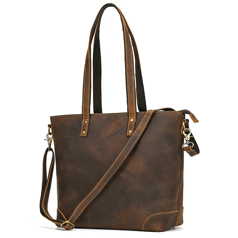 women's handbag tote in brown leather for everyday use
