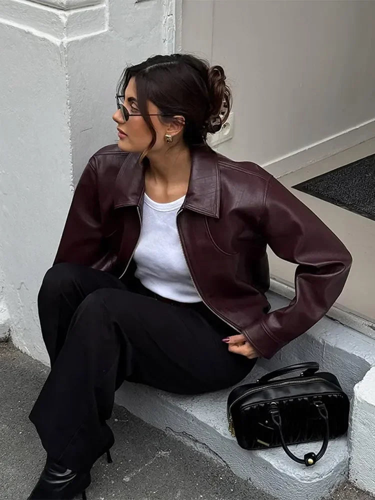 Women's jacket puffer, burgundy, stylish for cool weather outfits
