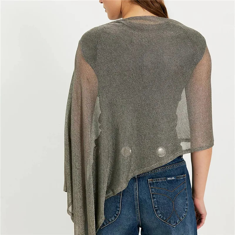 Women's sheer gray poncho, lightweight for casual outings