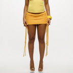 women's yellow knitted y2k skirt, perfect for summer outings