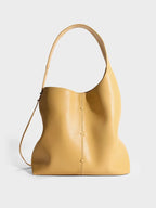 Yellow leather tote bag perfect for casual outings