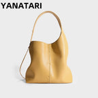 Yellow leather tote bag for stylish everyday use