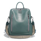 Green leather travel bag with stylish adjustable strap for convenience