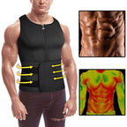 Men's compression waist trainer in black designed to enhance body shape and support workouts